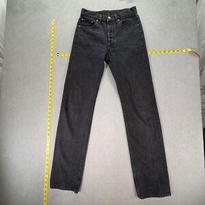 VTG Levis 501 Jeans Mens Black Wash Straight Button Fly Made USA Fits 26x33